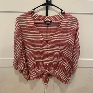 EXPRESS - Striped Top - Red & White - Size Medium